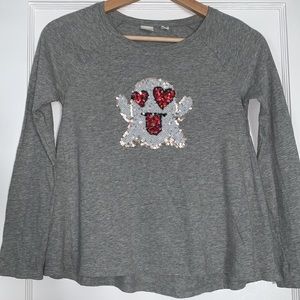 Gap Girls 8 Sequin Ghost Gray Swing Top EUC 👻